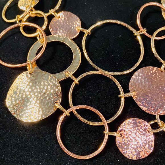 Contemporary, Abstract Gold Tone Necklace, 17 in. Long /N4 - Picture 2 of 3